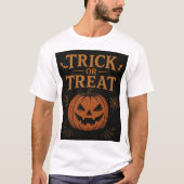 Spooky “Trick or Treat” Halloween Pumpkin Design  Tシャツ (正面)