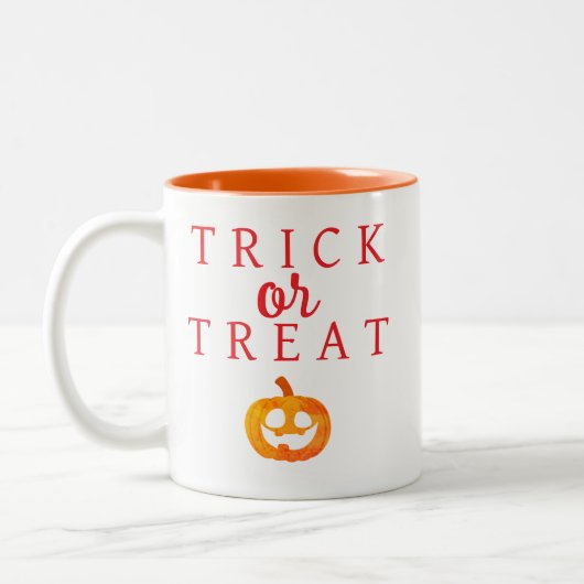 Spooky Trick Or Treat Jack-o'-lantern Halloween ツートーンマグカップ (左)