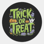 Spooky Trick or Treat Slime Halloween Sticker ラウンドシール (正面)