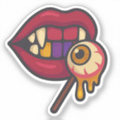 Spooky Vampire Lips Eyeball Lollipop Halloween シール (正面)