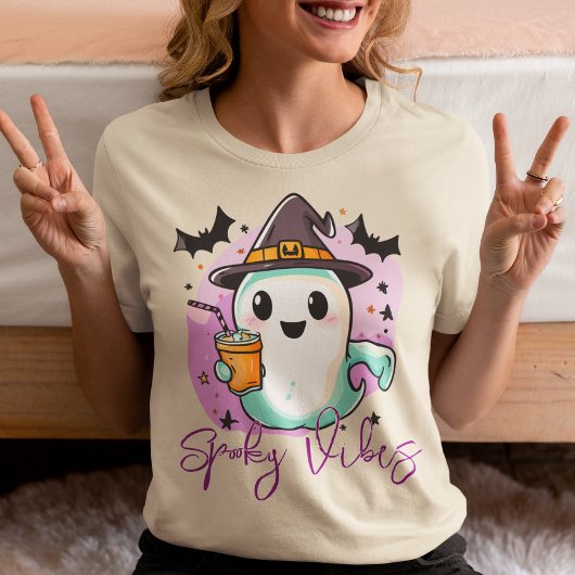 Spooky Vibes Cute Ghost Halloween トライブレンドＴシャツ