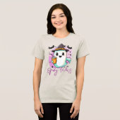Spooky Vibes Cute Ghost Halloween トライブレンドＴシャツ (正面全面)