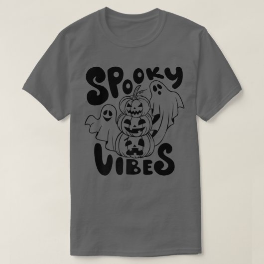 Spooky Vibes Ghost Scary Pumpkin Face Funny Hallow Tシャツ (デザイン正面)