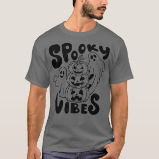 Spooky Vibes Ghost Scary Pumpkin Face Funny Hallow Tシャツ