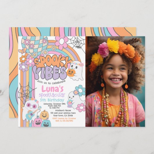 Spooky Vibes Hippie Halloween ANY AGE 招待状 (正面/裏面)