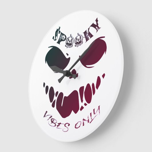 Spooky Vibes Only-Halloween Monster  ラージ壁時計 (傾斜)