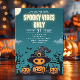 Spooky Vibes Only Halloween Party – Cute Pumpkin 招待状