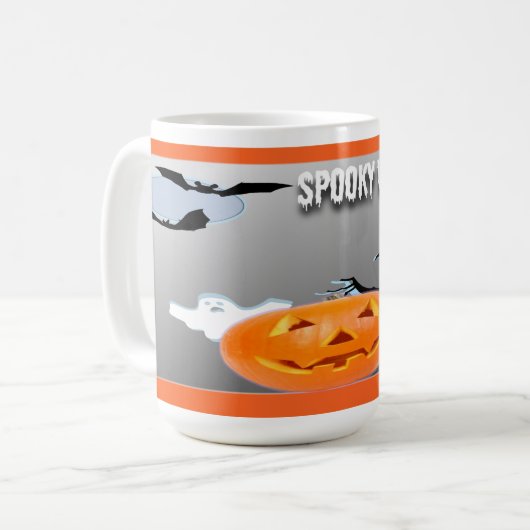 Spooky Vibes with Orange Border コーヒーマグカップ (正面左)