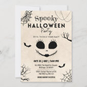 Spooky vintage spider webs skull face Halloween 招待状 (正面)