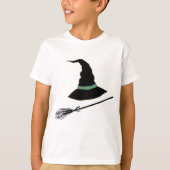 Spooky Warm Black Silhouette Witch & Pumpkin Tシャツ (正面)