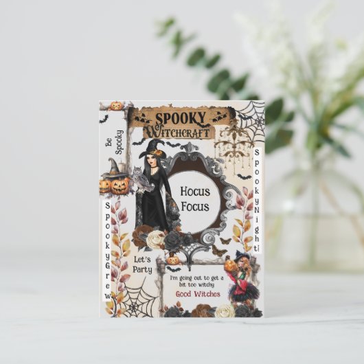  spooky witch Halloween Party ポストカード (スタンド正面)