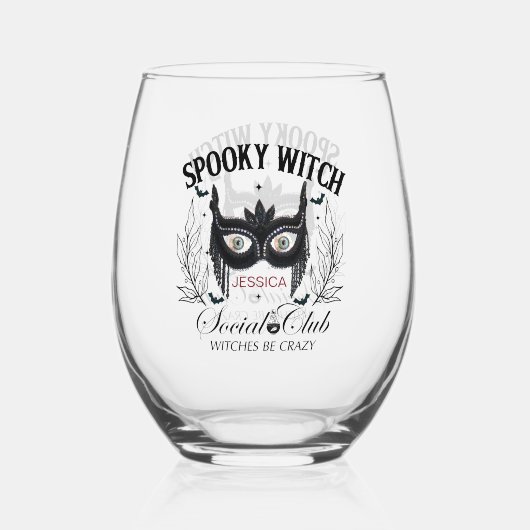 Spooky Witch Halloween Party 30Th Birthday ステムなしワイングラス (正面)