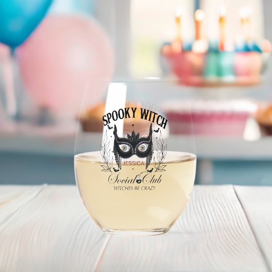 Spooky Witch Halloween Party 30Th Birthday ステムなしワイングラス (インサイチュ (ベビーシャワー))