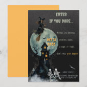 Spooky Witch Skeleton - Haunted House | Halloween 招待状 (正面/裏面)