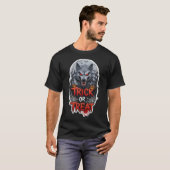 Spooky wolf pumpkins bats webs and Trick or Treat  Tシャツ (正面フル)