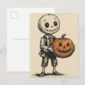 Spooky Zombie with Pumpkin シーズンポストカード (正面/裏面)
