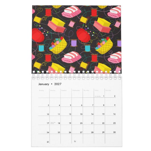 Spools Sewing Threads Pins Blankets Seamstress カレンダー (1月 2027)