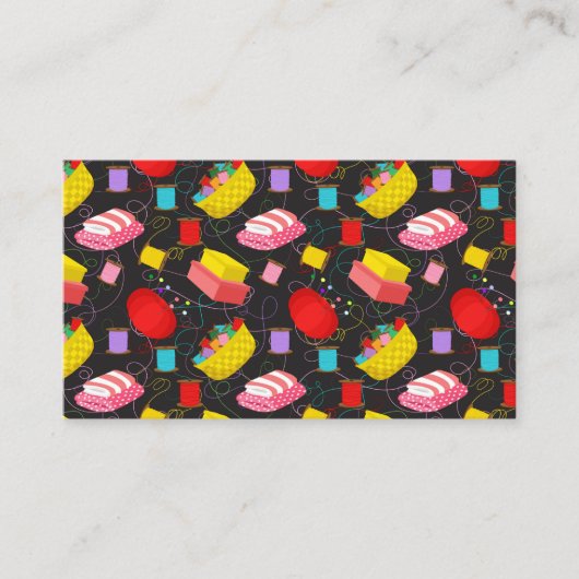 Spools Sewing Threads Pins Blankets Seamstress 名刺 (正面)