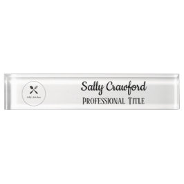 Spoon and fork silhouette business logo デスクネームプレート