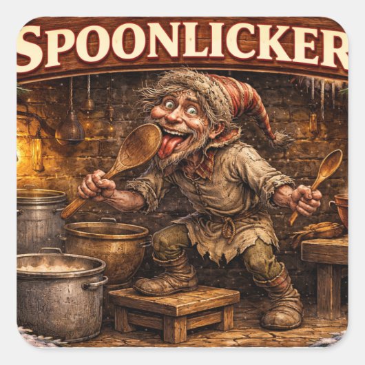 Spoon Licker Icelandic Yule Lad postcard  スクエアシール (正面)