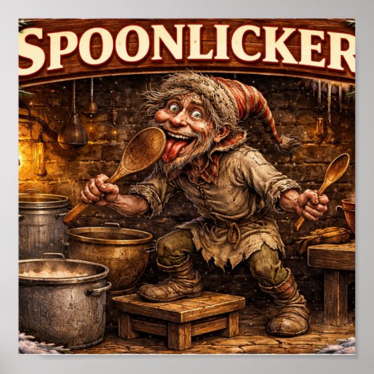 Spoon Licker Icelandic Yule Lad postcard  ポスター (正面)