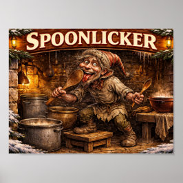 Spoon Licker Icelandic Yule Lad postcard  ポスター