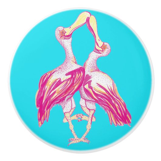 Spoonbill Birds Ceramic Pull セラミックノブ (正面)