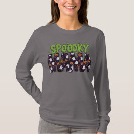 "SPOOOKY" Ghost Halloween Women's Long Sleeve Tee Tシャツ