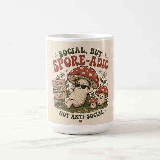 Spore-Adic Mood – Cute Chill Mushroom Retro Design コーヒーマグカップ (中央)
