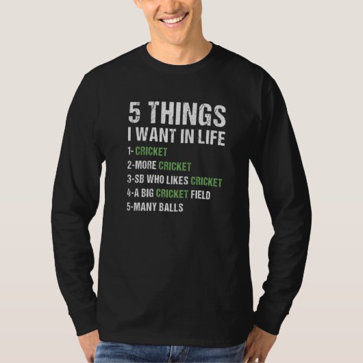 Sport 5 Things I Want In Life Cricket Premium Tシャツ (正面)