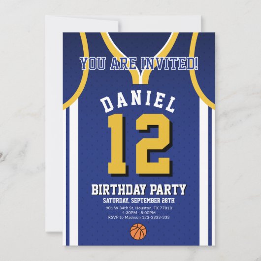 Sport Basketball 12 Birthday Invite  招待状 (正面)
