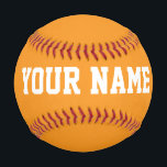 Sport Birthday gift idea custom name text orange 野球ボール<br><div class="desc">Create your unique sport Birthday gift eyecatching gender neutral orange custom name text Baseball adding your own personalized name, year, slogan, message or any text. Customizable cute baseball gift game for boy, girl, girlfriend, boyfriend, dad, grandpa, cheerleaders, teen, teenager, baby boy, players, teammates, fans. Choose your favourite team and use...</div>