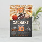 Sport birthday invite Basketball Baseball Football 招待状 (スタンド正面)
