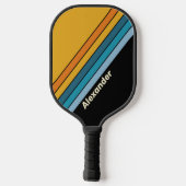 Sport Black Rainbow Striped with Name ピックルボールラケット (裏面)