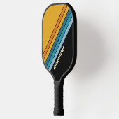 Sport Black Rainbow Striped with Name ピックルボールラケット (左)