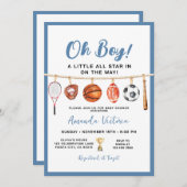 Sport Boy Ball All Star Themed Party Baby Shower 招待状 (正面/裏面)