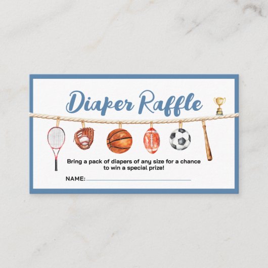 Sport Boy Ball All Star Themed Party Diaper Raffle エンクロージャーカード (正面)
