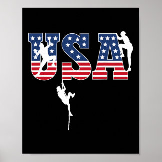 Sport Climbing Usa Flag Proud American Patriotic C ポスター