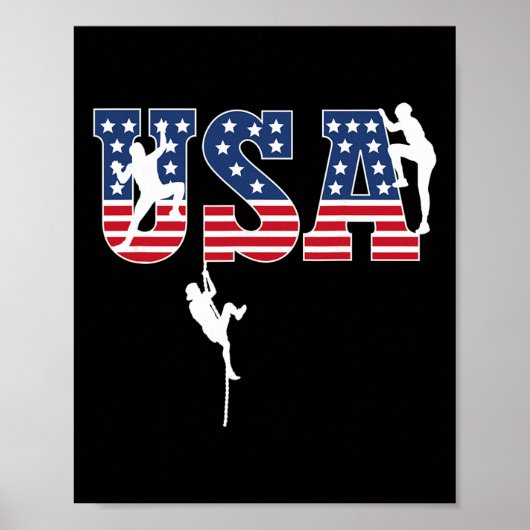 Sport Climbing Usa Flag Proud American Patriotic C ポスター (正面)