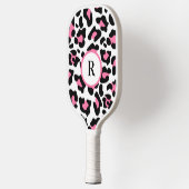 Sport Cute Pink Fun Animal Print Monogram ピックルボールラケット (左)