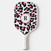 Sport Cute Pink Fun Animal Print Monogram ピックルボールラケット (裏面)