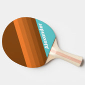 Sport Desert Teal Stripes with Name 卓球ラケット (横)