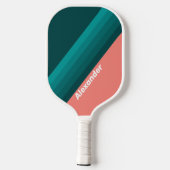 Sport Flamingo Aqua Stripes with Name ピックルボールラケット (裏面)