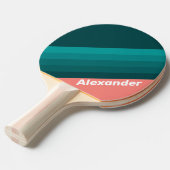 Sport Flamingo Aqua Stripes with Name 卓球ラケット (正面アングル)