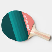 Sport Flamingo Aqua Stripes with Name 卓球ラケット (横)