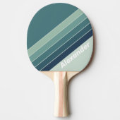 Sport Ocean Green Nostalgic Striped with Name 卓球ラケット (正面)