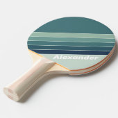 Sport Ocean Green Nostalgic Striped with Name 卓球ラケット (正面アングル)