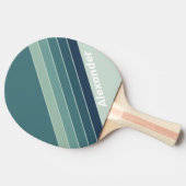 Sport Ocean Green Nostalgic Striped with Name 卓球ラケット (横)