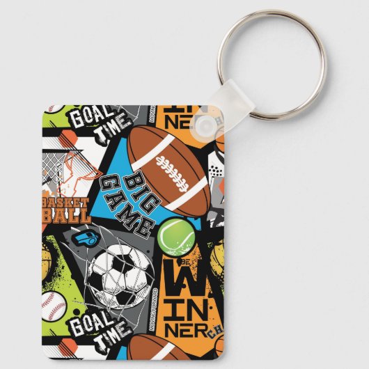 Sport Pattern With Balls キーホルダー (裏面)