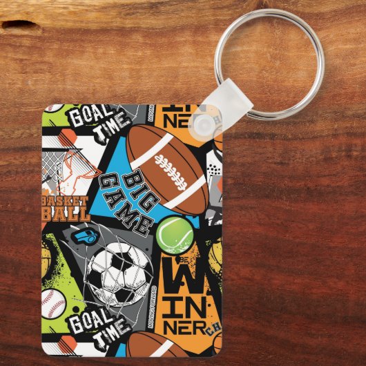 Sport Pattern With Balls キーホルダー (裏面)